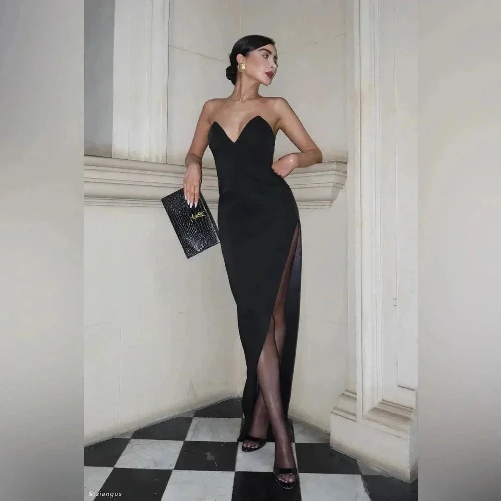 NWT MESHKI Natasha pointed corset maxi dress Small blackl